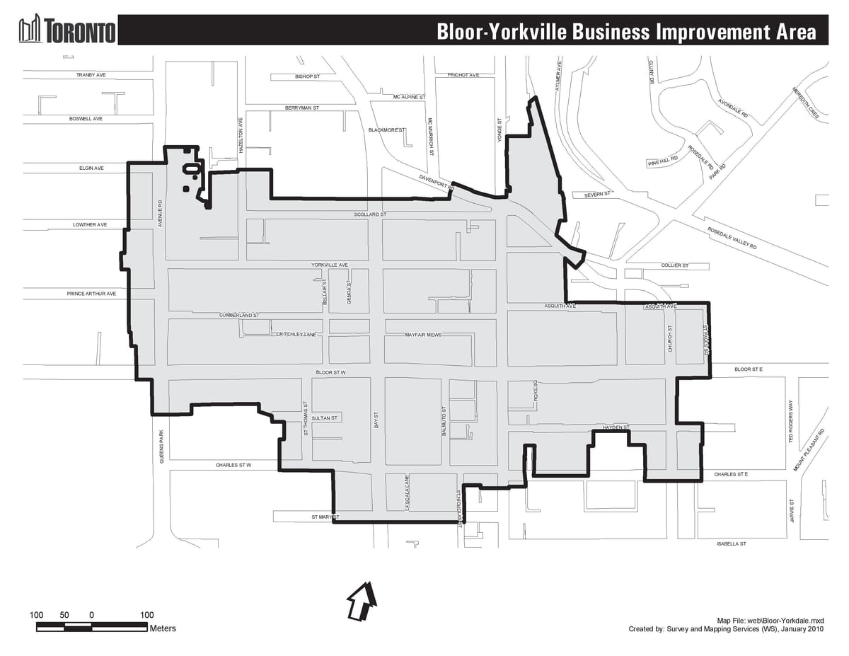 ನಕ್ಷೆ Bloor Yorkville ಟೊರೊಂಟೊ boudary