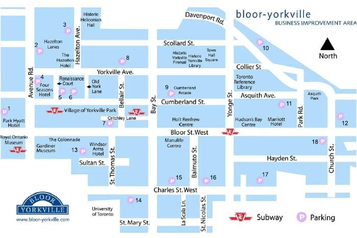 ನಕ್ಷೆ Bloor Yorkville ಸಬ್ವೇ