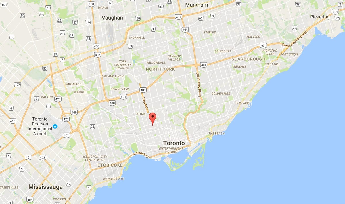 ನಕ್ಷೆ Bracondale ಬೆಟ್ಟದ ಜಿಲ್ಲೆಯ ಟೊರೊಂಟೊ