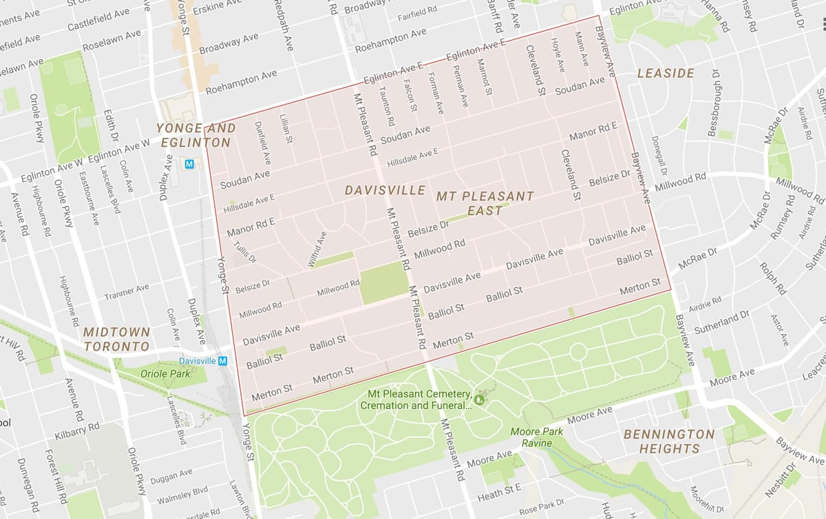 ನಕ್ಷೆ Davisville ವಿಲೇಜ್ ನೆರೆಹೊರೆಯ ಟೊರೊಂಟೊ