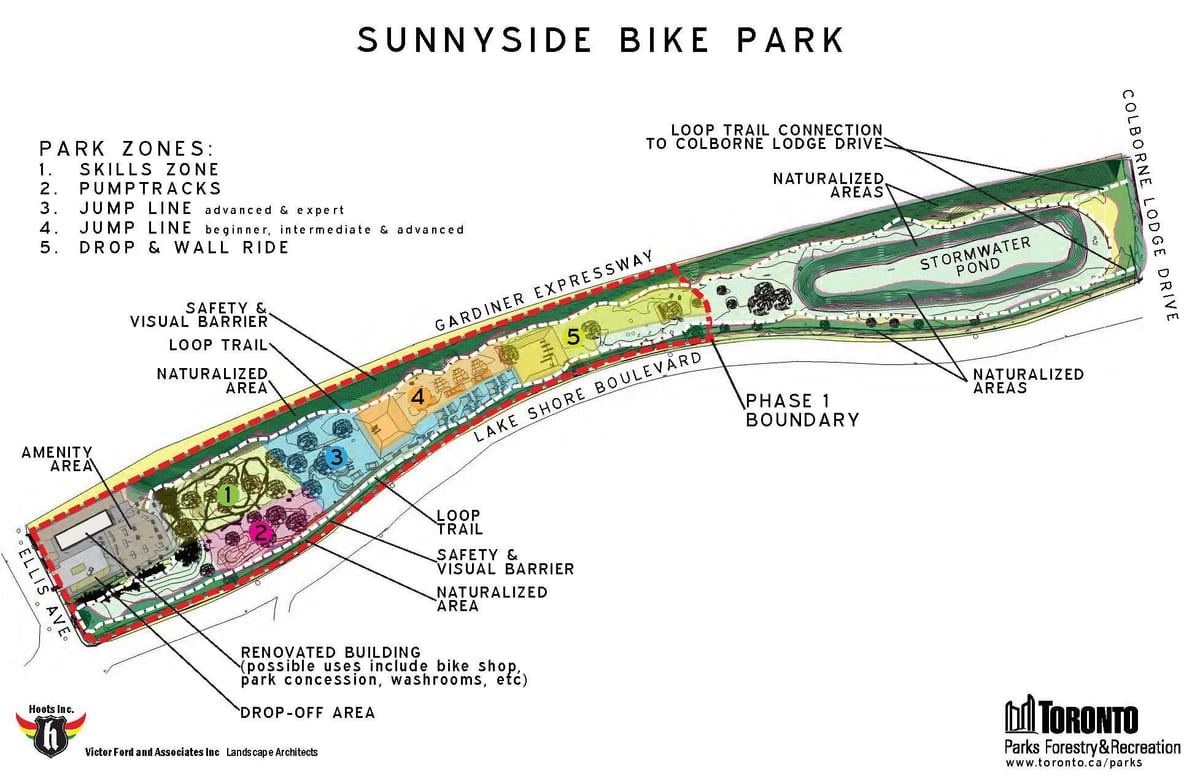 ನಕ್ಷೆ Sunnyside ಬೈಕ್ ಪಾರ್ಕ್ ವಲಯ ಟೊರೊಂಟೊ