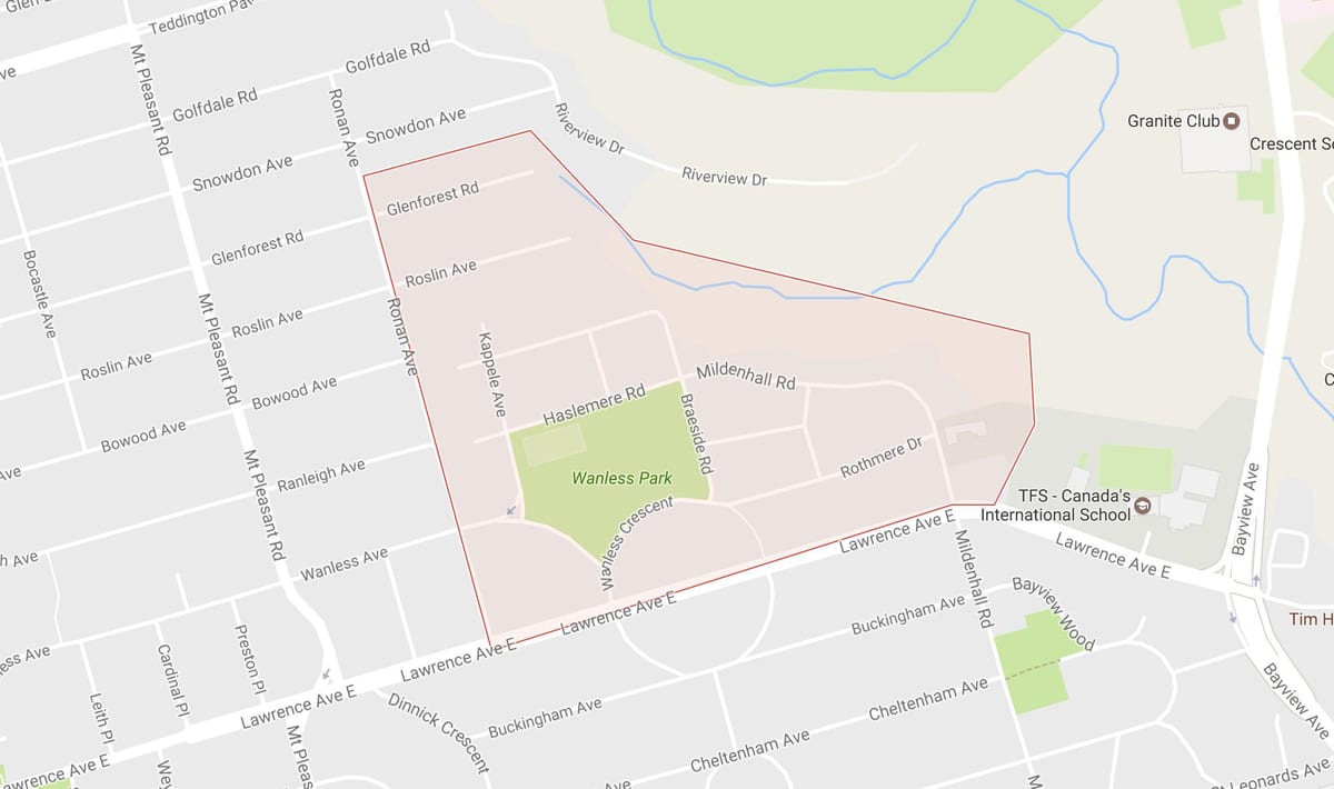 ನಕ್ಷೆ Wanless ಪಾರ್ಕ್ ನೆರೆಯ ಟೊರೊಂಟೊ