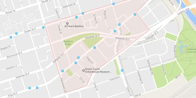 ನಕ್ಷೆ Corktown ನೆರೆಹೊರೆಯ ಟೊರೊಂಟೊ