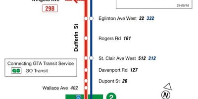 ನಕ್ಷೆ TTC 29 Dufferin ಬಸ್ ಮಾರ್ಗ ಟೊರೊಂಟೊ