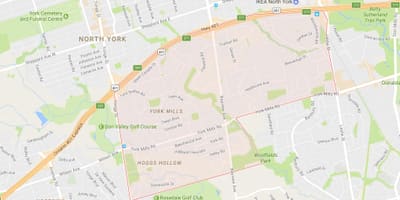 ನಕ್ಷೆ York Mills ನೆರೆಹೊರೆಯ ಟೊರೊಂಟೊ
