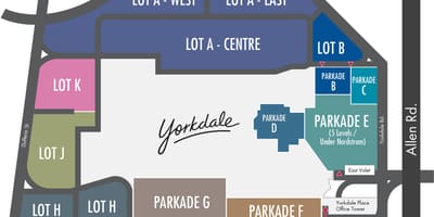 ನಕ್ಷೆ Yorkdale ಶಾಪಿಂಗ್ ಸೆಂಟರ್ ಪಾರ್ಕಿಂಗ್